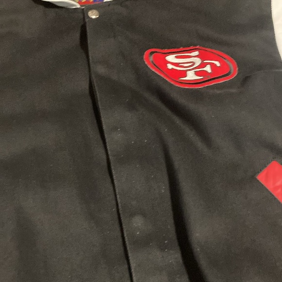 Jeff Hamilton San Francisco 49ers leather trim jacket XL - Picture 7 of 16